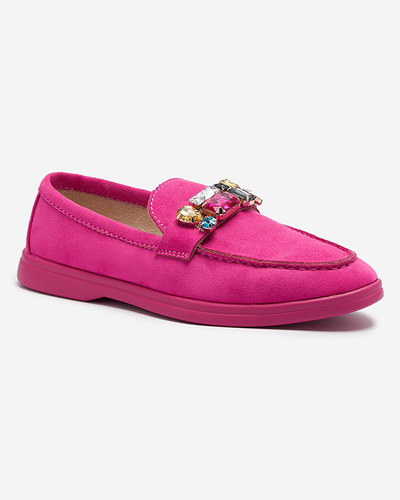 Eco Wildleder fuchsia Damen Mokassins mit dekorativen Kristallen Nellens- Footwear