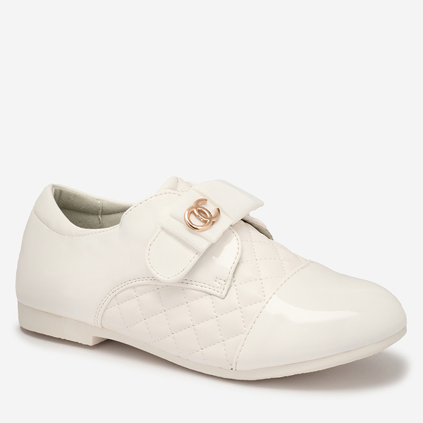 Gesteppte Öko-Lederhalbschuhe für Mädchen in Weiß Werme- Footwear