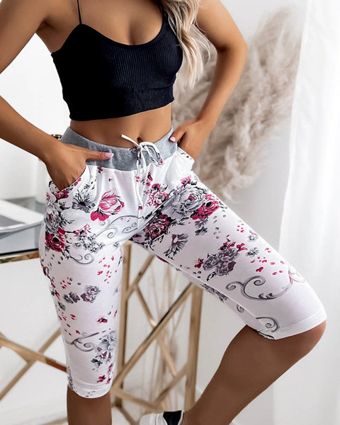 Damen-Shorts in 3/4-Länge in Rosa und Weiß in PLUS SIZE - Bekleidung