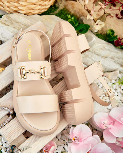 Royalfashion Damen Öko-Leder Plateausandalen Avemil