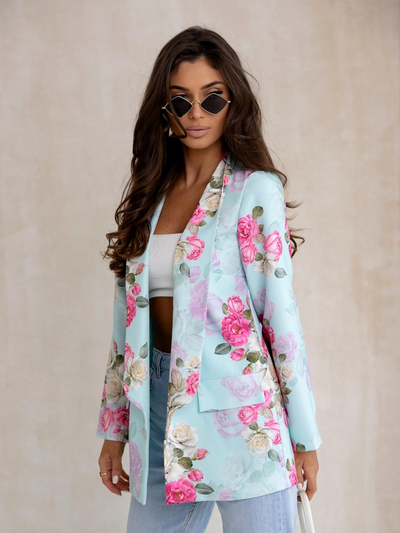 Royalfashion Жіночий піджак без застібки з трояндами