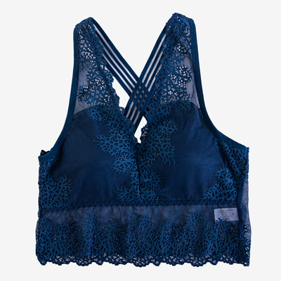Dunkelblauer Spitzen-Bralette-BH - Unterwäsche