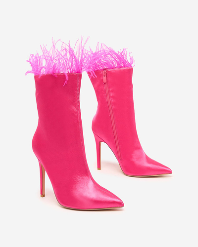Royalfashion Fuchsia Damen Federstiefel Wenelika