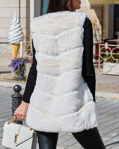 Royalfashion Ecru Pelzweste für Damen