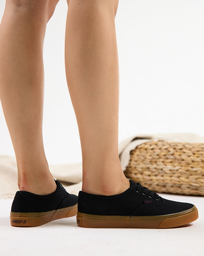 Schwarze Damen-Sneaker zum Schnüren von Netera - Schuhe