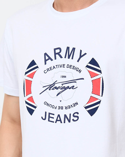 Weißes bedrucktes T-Shirt für Herren - Kleidung