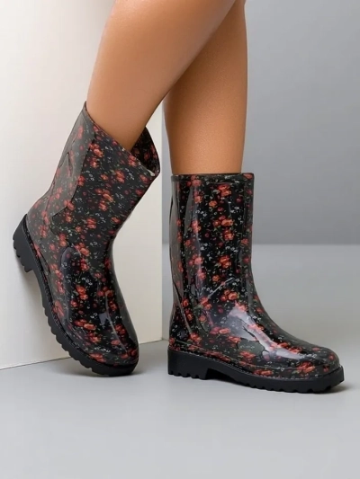 Schwarze hohe Damen-Gummistiefel mit Schnalle Alecto- Footwear