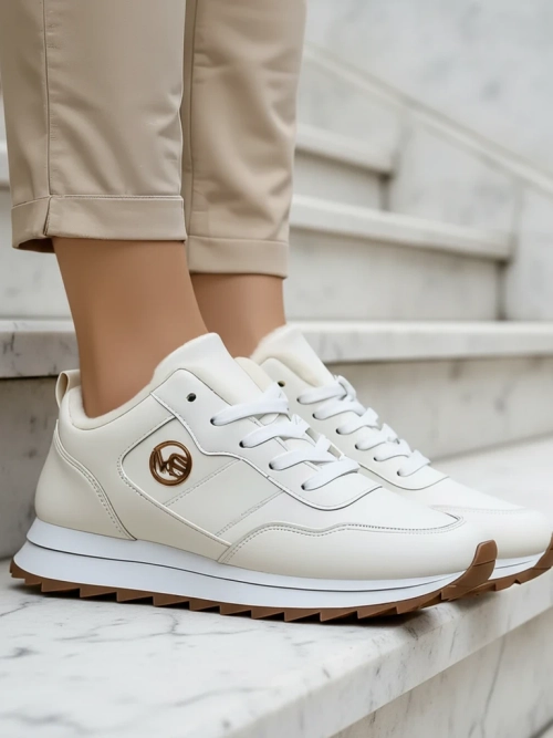 Royalfashion Alba Утеплені Жіночі Кросівки Біла Екошкіра на Платформі