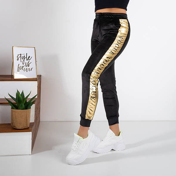 Schwarze Jogginghose für Frauen mit Inschriften - Kleidung