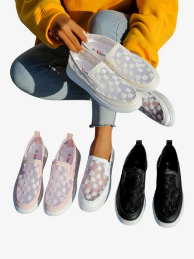 Royalfashion Жіночі мереживні мокасини з квітами Emzos