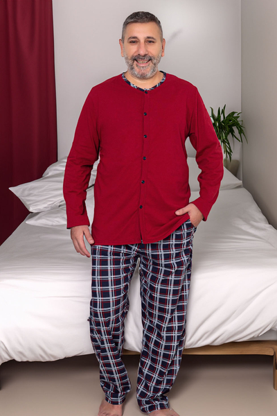 Royalfashion Herren Baumwolle Karierte Pyjamas XXL