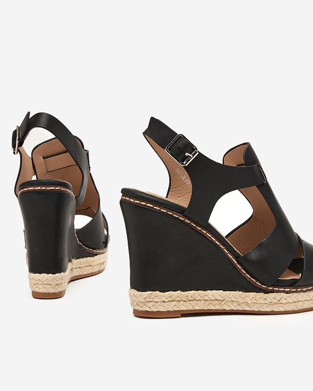 Schwarze Damen-Sandalen mit hohem Keilabsatz Clack - Schuhe