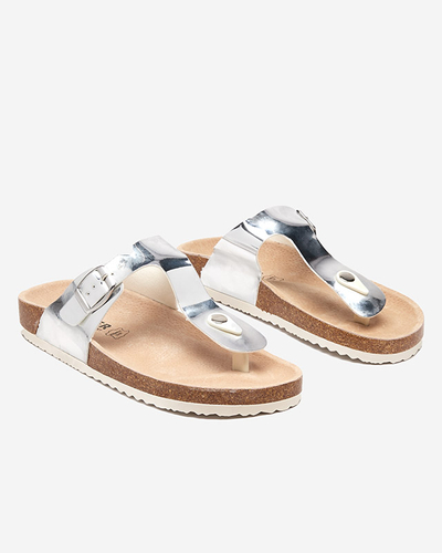 Silberne Metallic-Hausschuhe für Damen Elotsi Flip-Flops - Schuhe