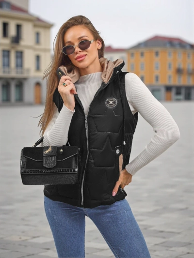 Gesteppte Damenweste mit Kapuze Ash Crown