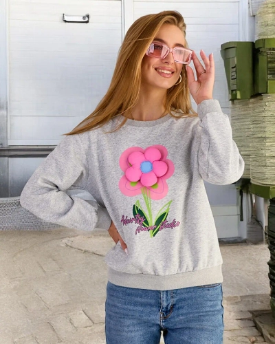 Royalfashion Damen Sweatshirt mit dünnem Druck