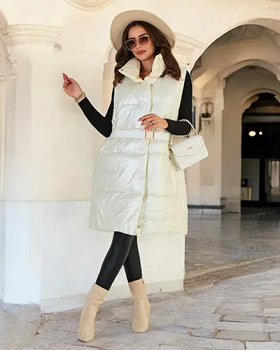 Royalfashion Lange Damenweste a'la Leder