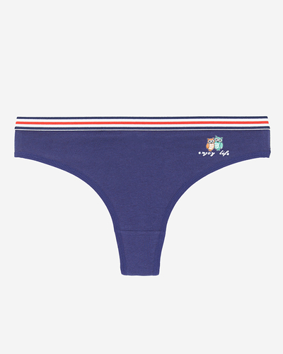 Темно-сині жіночі трусики з принтом