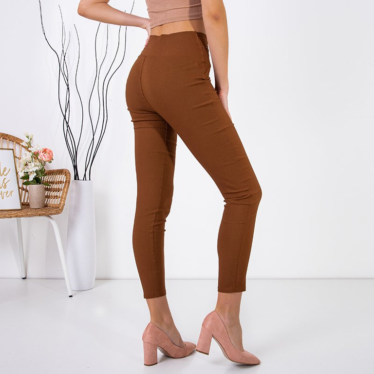 Braune Leggings für Damen mit Knöpfen - Kleidung