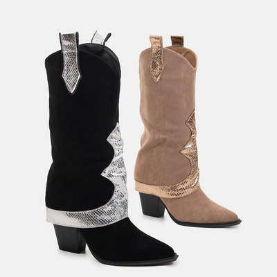 Schwarze Stiefelette mit dekorativem Aufschlag Acilip- Footwear