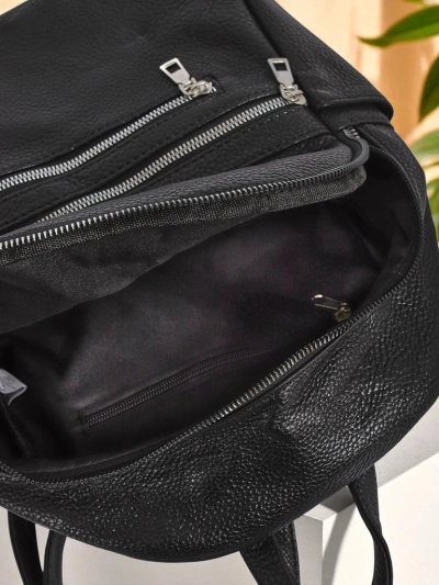 Geflochtener Damenrucksack AURELIA von Królewska Moda aus Öko-Leder Schwarz