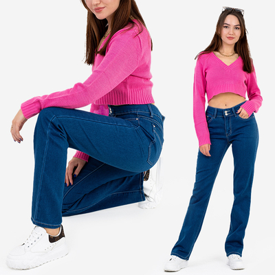Blaue Damenjeans mit geradem Bein - Kleidung