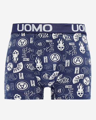Marineblaue Herren-Boxershorts mit Print - Underwear