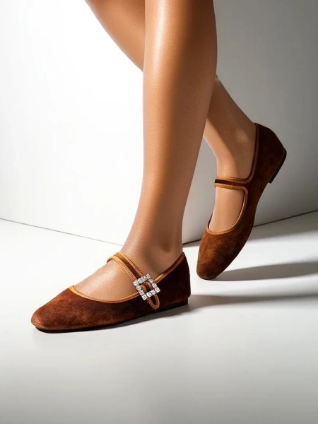 Royalfashion Damen Ballerinas a' la Velvet mit Schnalle und Riemen Enribes