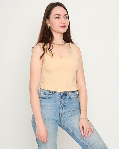 Beiges Damen-T-Shirt mit Trägern PLUS SIZE - Bekleidung