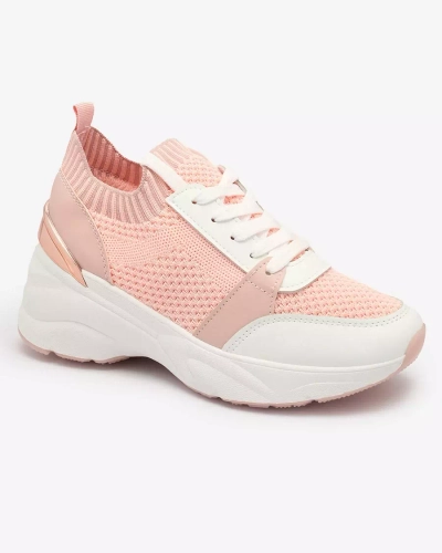 Pinke Damen-Sneaker-Sportschuhe auf einem Absatz Ezetta- Footwear