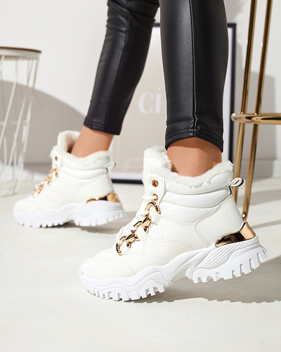 Weiße sportliche Damen-Winterstiefel a'la trappers Mertika - Footwear
