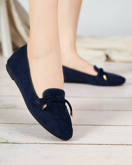 Жіночі темно-сині лофери з бантом Neruki - Взуття