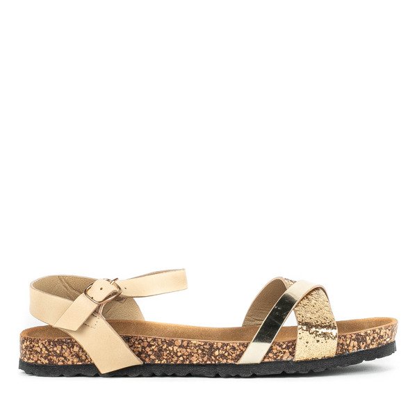 Beige- und Goldsandalen mit Glitzerarmband Nincoa - Footwear