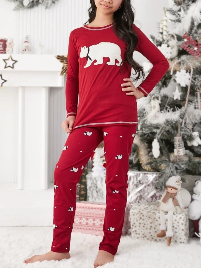 Royalfashion Weihnachtsbaum Baumwollkinderschlafanzug mit einem Eisbären