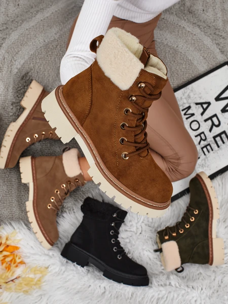 Damen Trapper Stiefeletten mit Fell Tessara