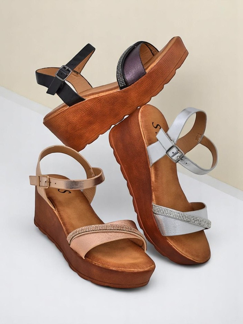 Royalfashion Жіночі сандалі на платформі з стразами та блискітками Aurora Glow