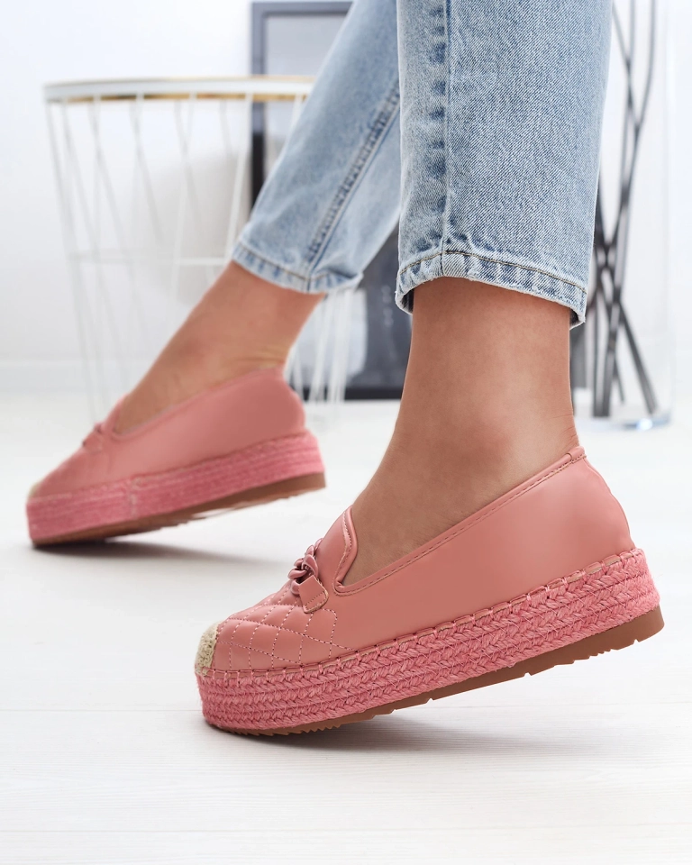 Damen verschönerte Plateau-Espadrilles in rosa Keliga - Schuhe