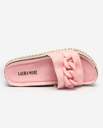 OUTLET Pinke Damenhausschuhe mit verzierter Sohle Hillam - Footwear