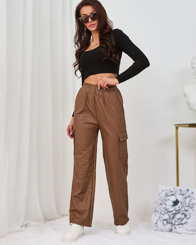 Royalfashion Braune Damen-Kampfhose aus Ökoleder