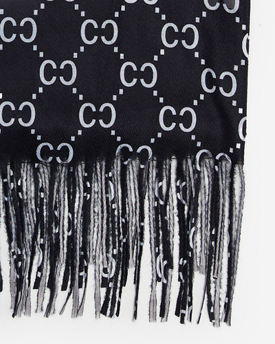 Schwarz-weiß gemusterter Damenschal - Accessoires