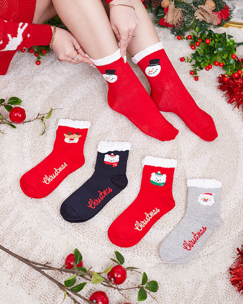 Bunte Damensocken mit Weihnachtsmuster - Unterwäsche