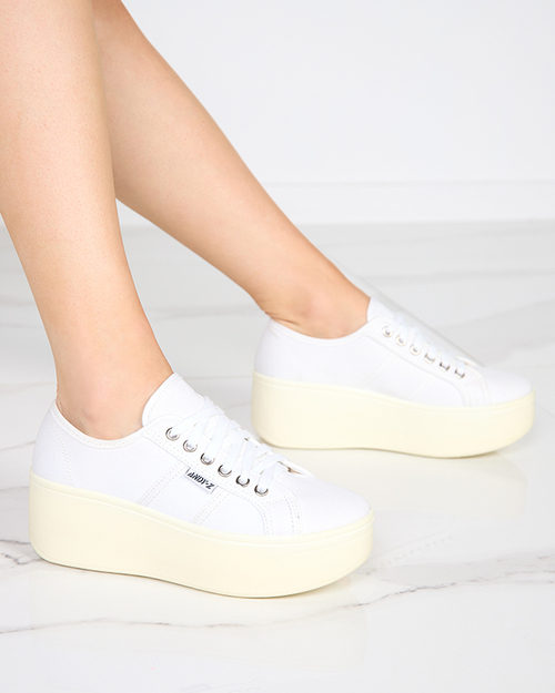 Білі екрю кросівки на платформі Darru