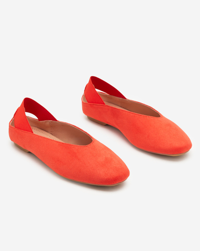 OUTLET Damen-Ballerinas in Orange mit Karree-Spitze Lojara - Schuhe