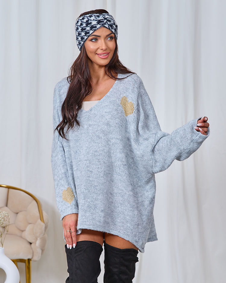 Royalfashion Dunkelgrauer Oversize-Pullover für Damen