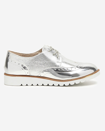 Silberne Damenschuhe mit glitzernden silbernen Retinis-Einsätzen - Schuhe