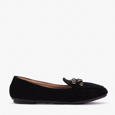 Schwarze Damenmokassins mit Olly-Dekoration - Schuhe