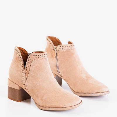 Hellbraune Stiefel mit quadratischem Absatz Tours - Schuhe
