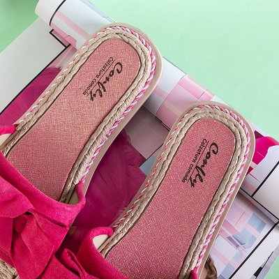 Fuchsiafarbene Damenhausschuhe mit Foas-Schleife - Schuhe