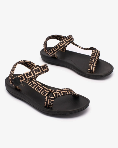 Royalfashion Schwarze und braune Damen-Sport-Sandalen mit Druck Iberifa