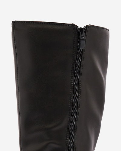 Schwarzer kniehoher Damenstiefel aus Ökoleder Roterika - Schuhe