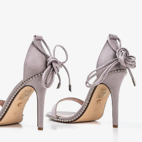 Босоніжки з сірим зав’язанням на високому каблуці Taya - Взуття 1